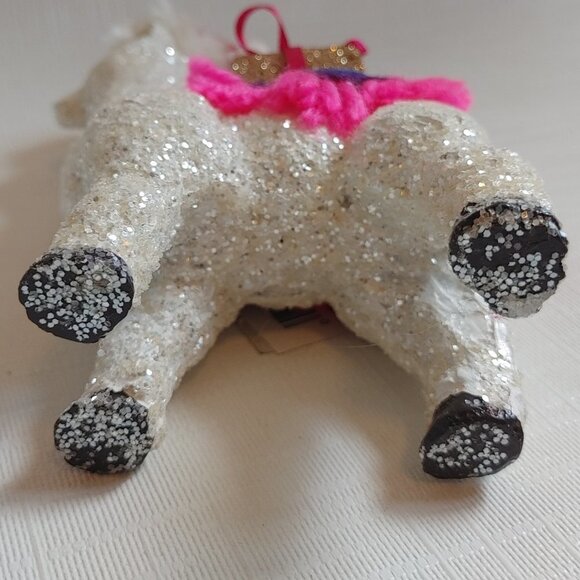KURT ADLER Llama Ornament BNWT Sparkly Llama Carrying Present Christmas Tree - Picture 3 of 6